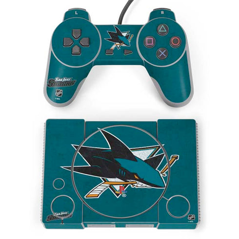 NHL San Jose Sharks Distressed PlayStation Classic Bundle Skin