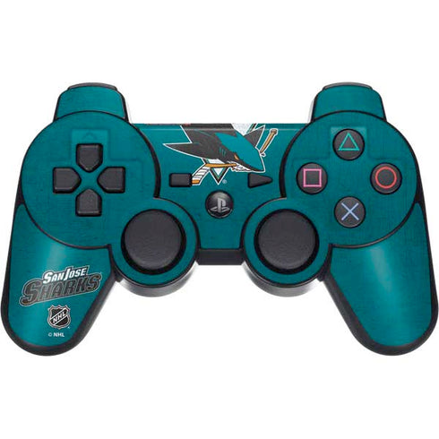 NHL San Jose Sharks Distressed PS3 Dual Shock wireless controller Skin