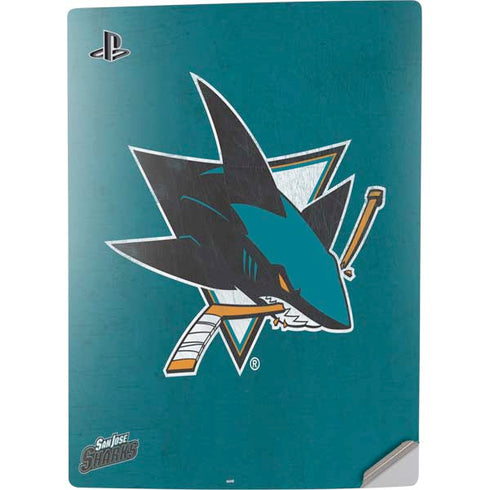 NHL San Jose Sharks Distressed PS5 Digital Edition Console Skin