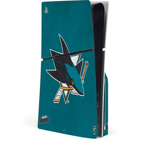 NHL San Jose Sharks Distressed PS5 Slim Disk Console Skin