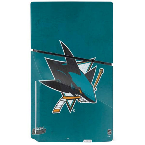 NHL San Jose Sharks Distressed PS5 Slim Disk Console Skin