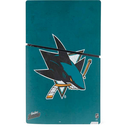 NHL San Jose Sharks Distressed PS5 Slim Digital Edition Console Skin