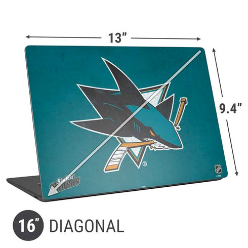 NHL San Jose Sharks Distressed Universal Laptop 16in (13 x 9.4in) Skin