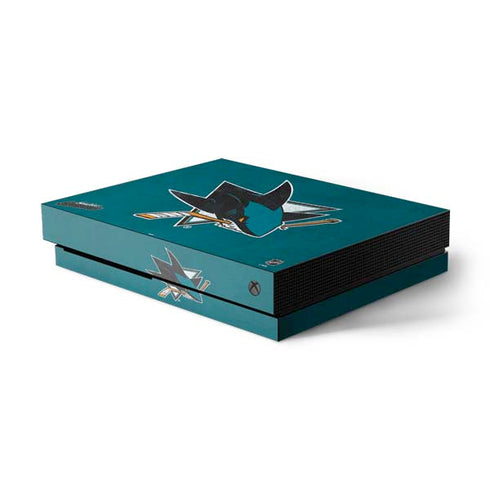 NHL San Jose Sharks Distressed Xbox One X Console Skin