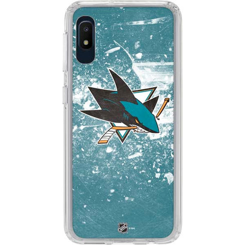 NHL San Jose Sharks Frozen Galaxy A10e Clear Case