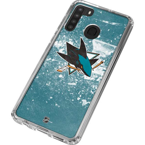 NHL San Jose Sharks Frozen Galaxy A21 Clear Case