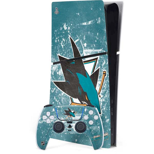 NHL San Jose Sharks Frozen PS5 Slim Digital Edition Bundle Skin