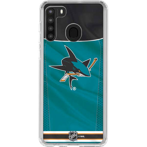 NHL San Jose Sharks Home Jersey Galaxy A21 Clear Case