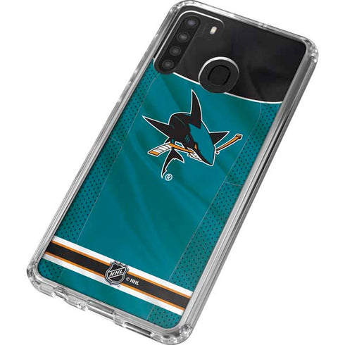 NHL San Jose Sharks Home Jersey Galaxy A21 Clear Case
