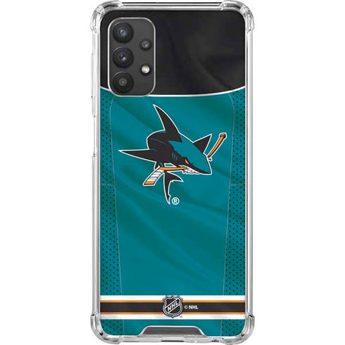 NHL San Jose Sharks Home Jersey Galaxy A32 5G Clear Case