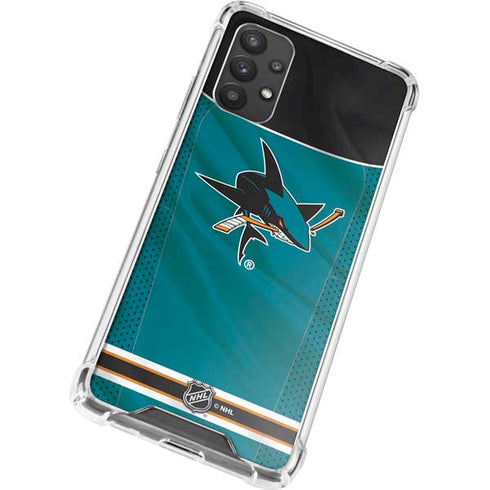 NHL San Jose Sharks Home Jersey Galaxy A32 5G Clear Case