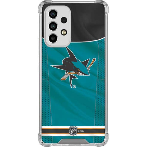 NHL San Jose Sharks Home Jersey Galaxy A53 5G Clear Case