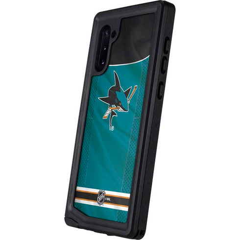 NHL San Jose Sharks Home Jersey Galaxy Note 10 Waterproof Case