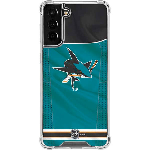 NHL San Jose Sharks Home Jersey Galaxy S21 FE Clear Case
