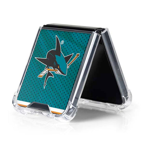 NHL San Jose Sharks Home Jersey Galaxy Z Flip5 5G Clear Case