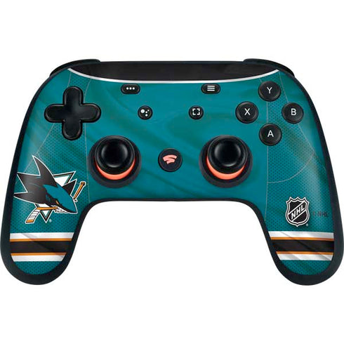 NHL San Jose Sharks Home Jersey Google Stadia Controller Skin