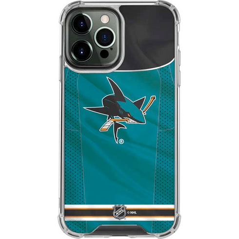 NHL San Jose Sharks Home Jersey iPhone 15 Pro Max Clear Case