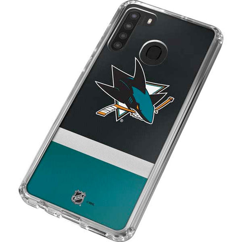 NHL San Jose Sharks Jersey Galaxy A21 Clear Case
