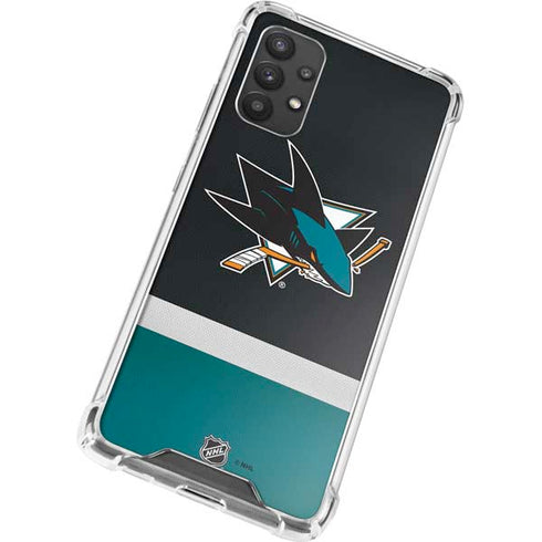 NHL San Jose Sharks Jersey Galaxy A32 5G Clear Case