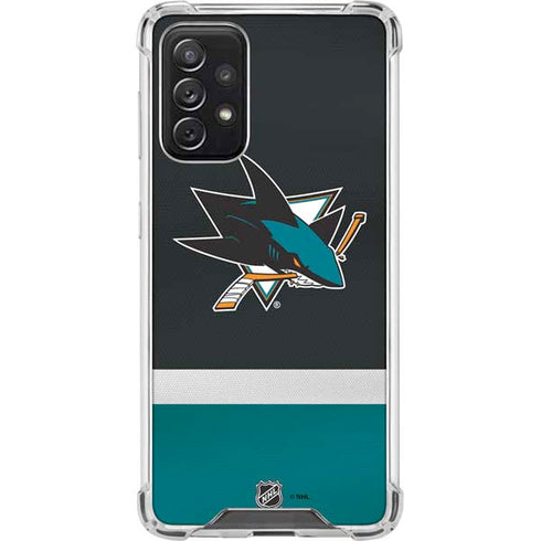 NHL San Jose Sharks Jersey Galaxy A72 5G Clear Case