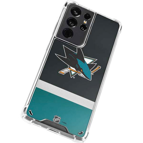 NHL San Jose Sharks Jersey Galaxy S21 Ultra 5G Clear Case