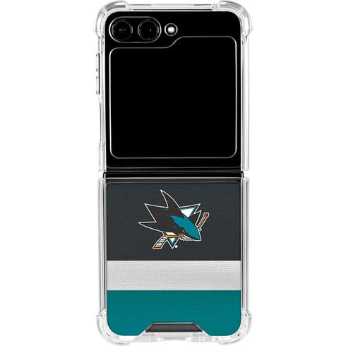 NHL San Jose Sharks Jersey Galaxy Z Flip5 5G Clear Case