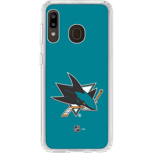 NHL San Jose Sharks Solid Background Galaxy A20 Clear Case