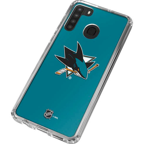 NHL San Jose Sharks Solid Background Galaxy A21 Clear Case