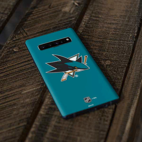 NHL San Jose Sharks Solid Background Galaxy S10 Skin