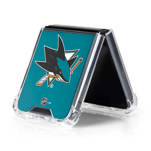 NHL San Jose Sharks Solid Background Galaxy Z Flip5 5G Clear Case