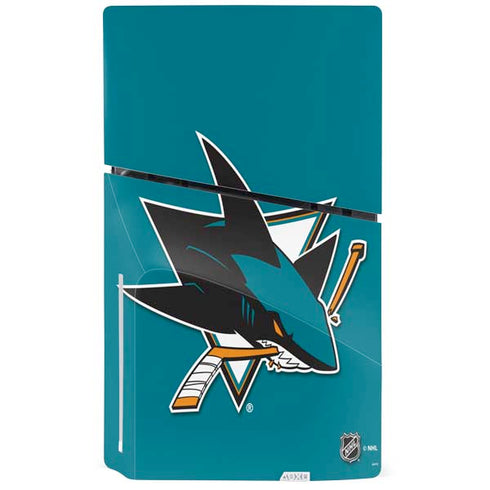 NHL San Jose Sharks Solid Background PS5 Slim Disk Bundle Skin
