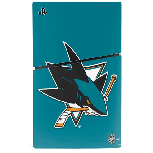 NHL San Jose Sharks Solid Background PS5 Slim Disk Console Skin