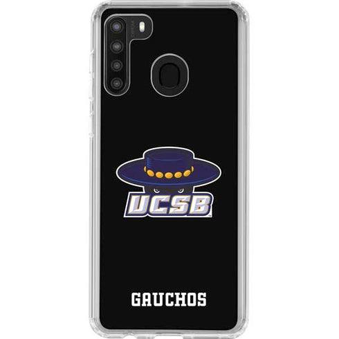 University of California-Santa Barbara UCSB Gauchos Black Galaxy A21 Clear Case