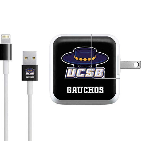 University of California-Santa Barbara UCSB Gauchos Black iPad Charger (10W USB) Skin