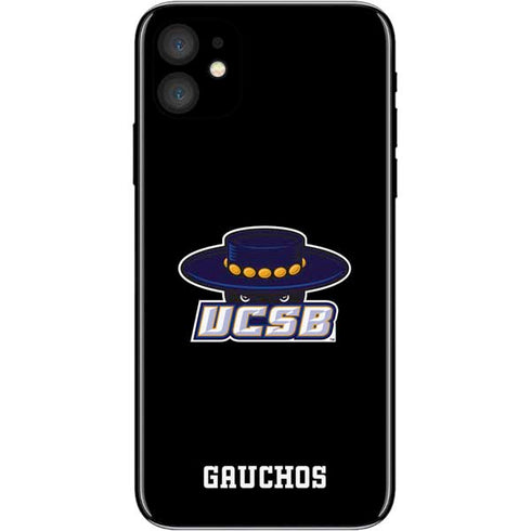 University of California-Santa Barbara UCSB Gauchos Black iPhone 11 Skin