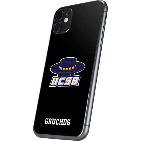 University of California-Santa Barbara UCSB Gauchos Black iPhone 11 Skin