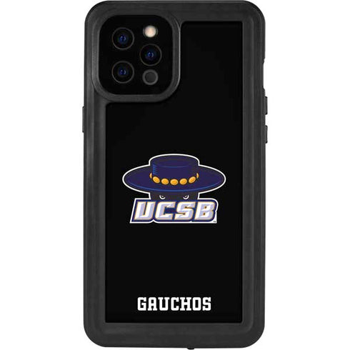 University of California-Santa Barbara UCSB Gauchos Black iPhone 12 Pro Max Waterproof Case