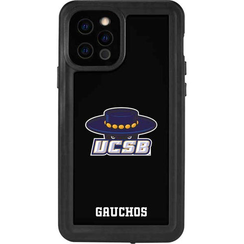 University of California-Santa Barbara UCSB Gauchos Black iPhone 12 Pro Waterproof Case