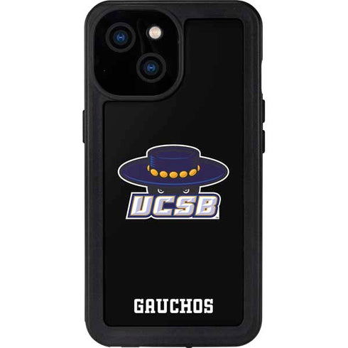 University of California-Santa Barbara UCSB Gauchos Black iPhone 13 Mini Waterproof Case