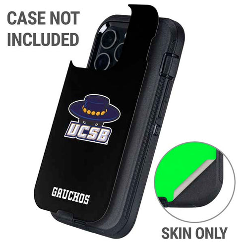 University of California-Santa Barbara UCSB Gauchos Black Otterbox Defender iPhone Skin