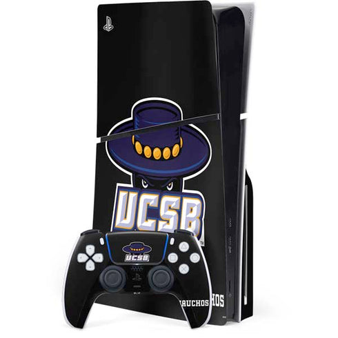 University of California-Santa Barbara UCSB Gauchos Black PS5 Slim Disk Bundle Skin