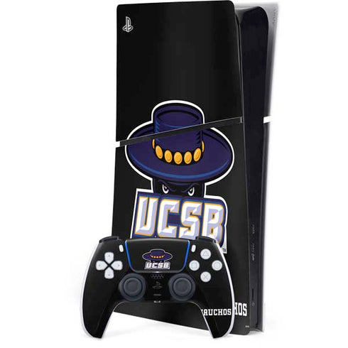 University of California-Santa Barbara UCSB Gauchos Black PS5 Slim Digital Edition Bundle Skin
