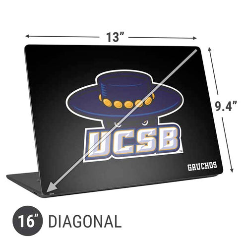 University of California-Santa Barbara UCSB Gauchos Black Universal Laptop 16in (13 x 9.4in) Skin