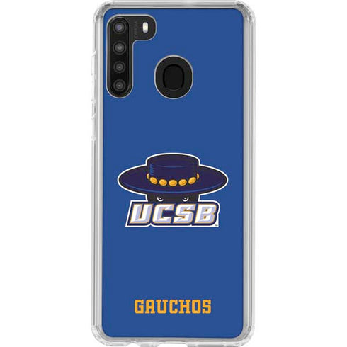 University of California-Santa Barbara UCSB Gauchos Blue Galaxy A21 Clear Case
