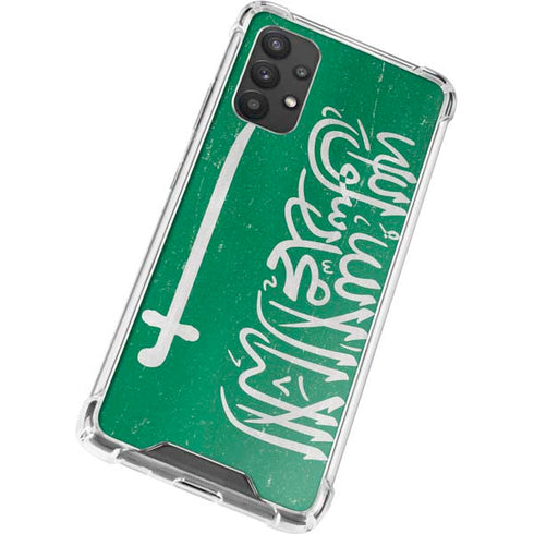 Saudi Arabia Flag Distressed Galaxy A32 5G Clear Case