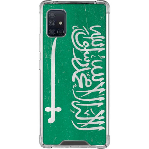 Saudi Arabia Flag Distressed Galaxy A51 5G Clear Case