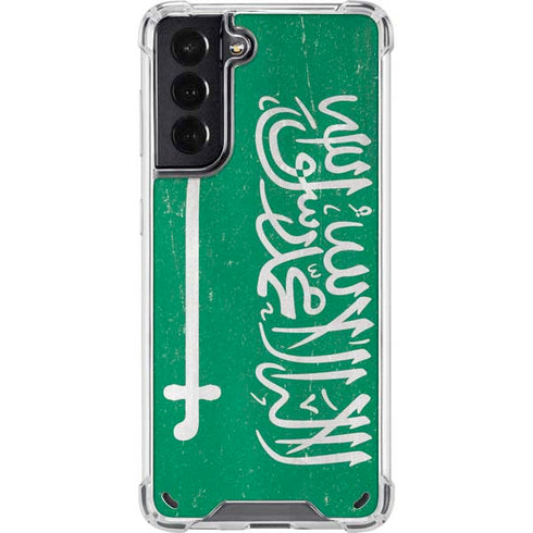 Saudi Arabia Flag Distressed Galaxy S21 5G Clear Case