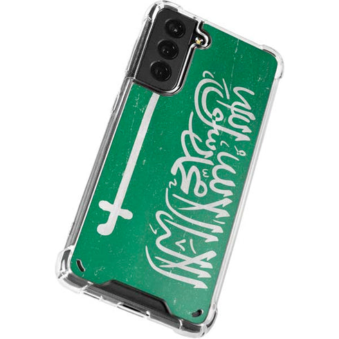 Saudi Arabia Flag Distressed Galaxy S21 5G Clear Case