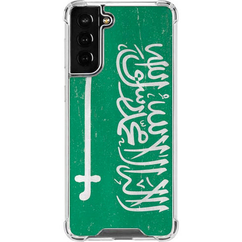 Saudi Arabia Flag Distressed Galaxy S21 FE Clear Case