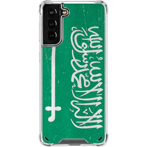 Saudi Arabia Flag Distressed Galaxy S21 Plus 5G Clear Case
